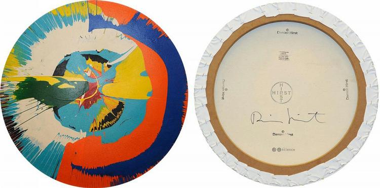 Snyd. Omtrent som dette ser en lang række malerier af Damien Hirst ud. Det her er bare ikke et af dem. Det er er en forfalskning, som en amerikanske hobbykunsthandler forsøgte at sælge. 