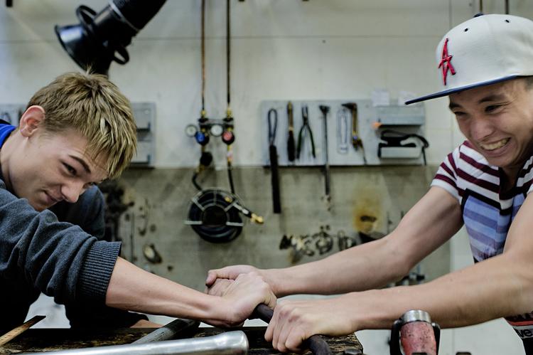 Nogle elever der uddannede sig til vvs'ere (fra arkivet).  