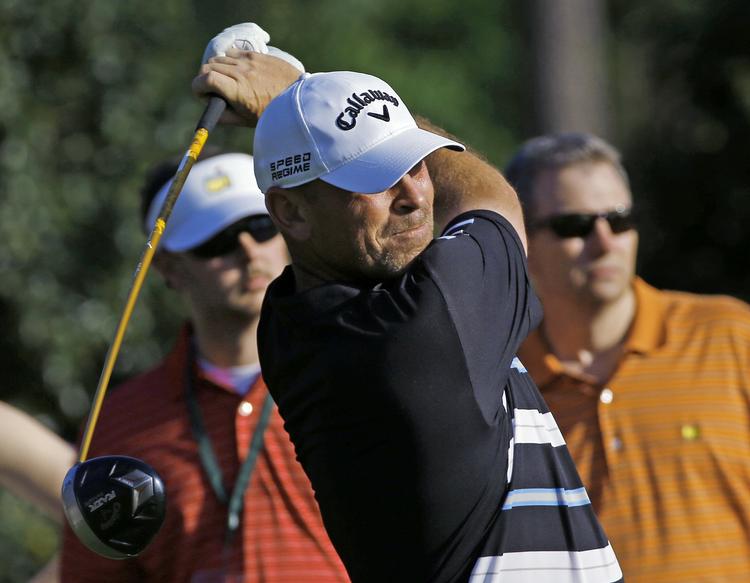 Tee-off. Thomas Bjørn ved 15. hul på Augusta-banen ved Masters-turneringen. 