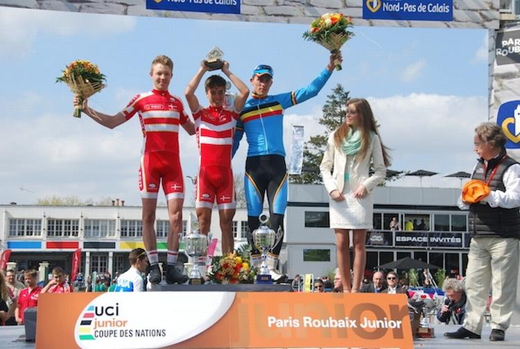 DOBBELTSEJR. Der var danskere på 1.-, 2..- og 6.-pladsen i juniorernes Paris-Roubaix. 