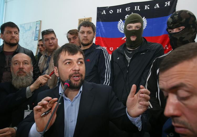 Løsrivelse. Denis Pusjilin, leder af den selvudnævnte republik i Donetsk, talte med pressen i dag. 