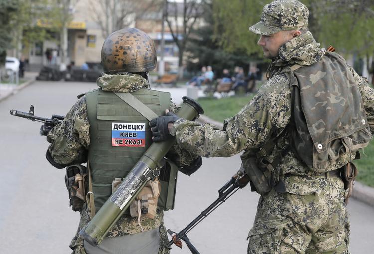 Kamp. Prorussiske separatister har taget kontrollen over en række byer i Østukraine som her i Slavjansk. 