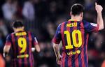 Mål. Lionel Messi markerer sin scoring. 