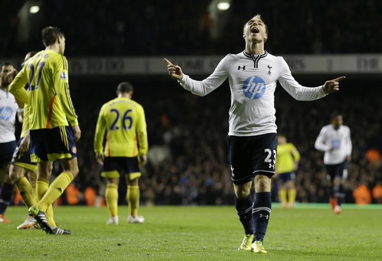 storform. Med syv assists i 2014 er Christian Eriksen den flittigste oplægger i Premier League sammen med Liverpools Luis Suarez. 