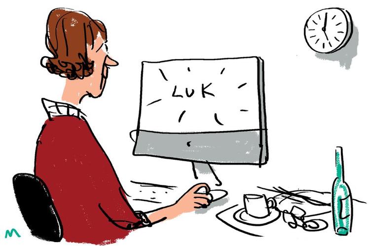 Luk. Det vil give langt større forudsigelighed, hvis man vidste, at man lukkede ned hver dag kl. 17. Tegning: Mette Dreyer. 