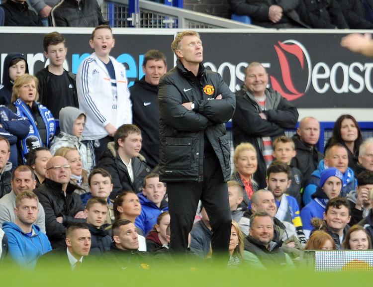 nederlag. David Moyes' sidste kamp i spidsen for Manchester United blev udekampen søndag mod Everton - skottens gamle klub. 