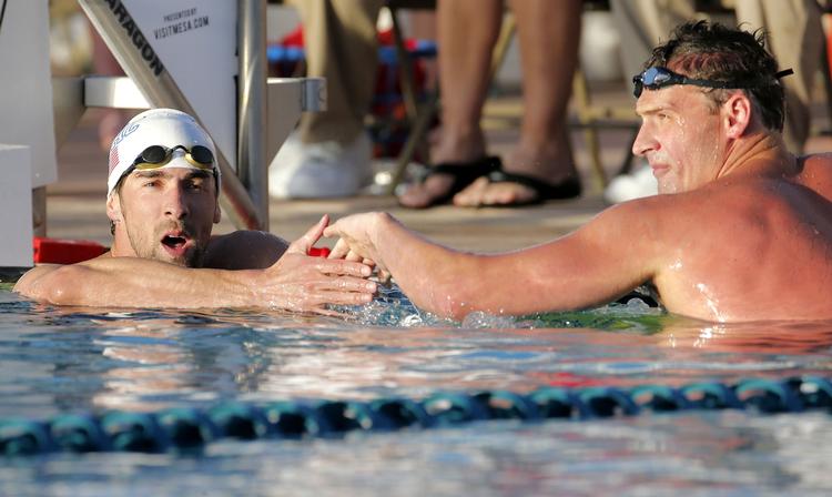 GIGANTER. Til sammen har Michael Phelps (tv.) og Ryan Lochte (th.) vundet 23 olympiske guldmedaljer. 
