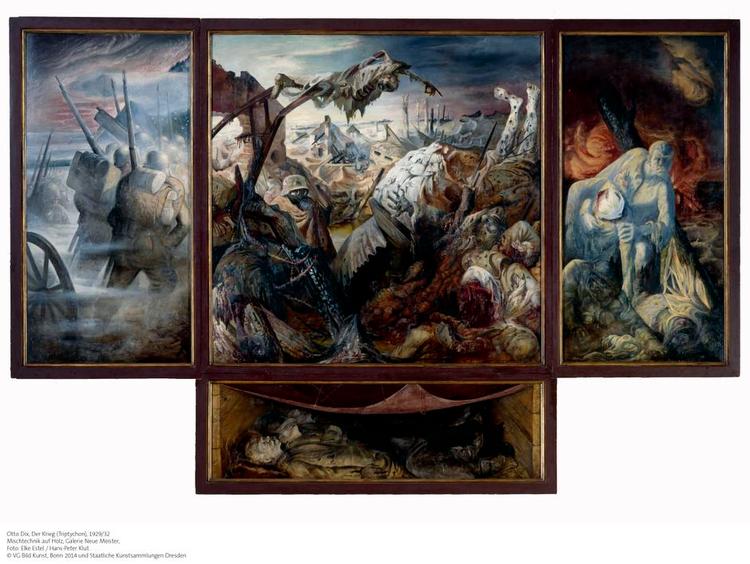 Rædsler. Otto Dix' maleri 'Krigen', færdiggjort i 1932, får Picassos berømte krigsmaleri, 'Guernica' fra 1937, til at ligne æstetiske tegneøvelser. 