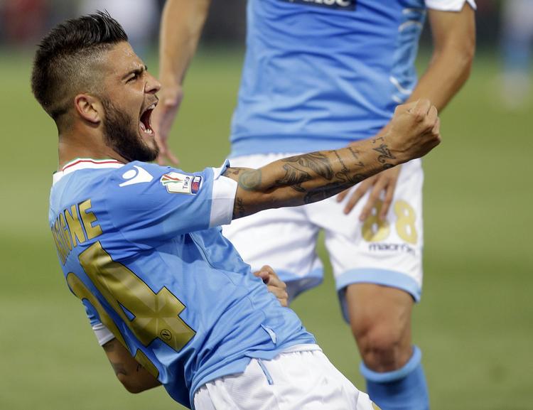 Vindertype. Lorenzo Insigne var Napolis store helt efter to scoringer i kampens begyndelse. 