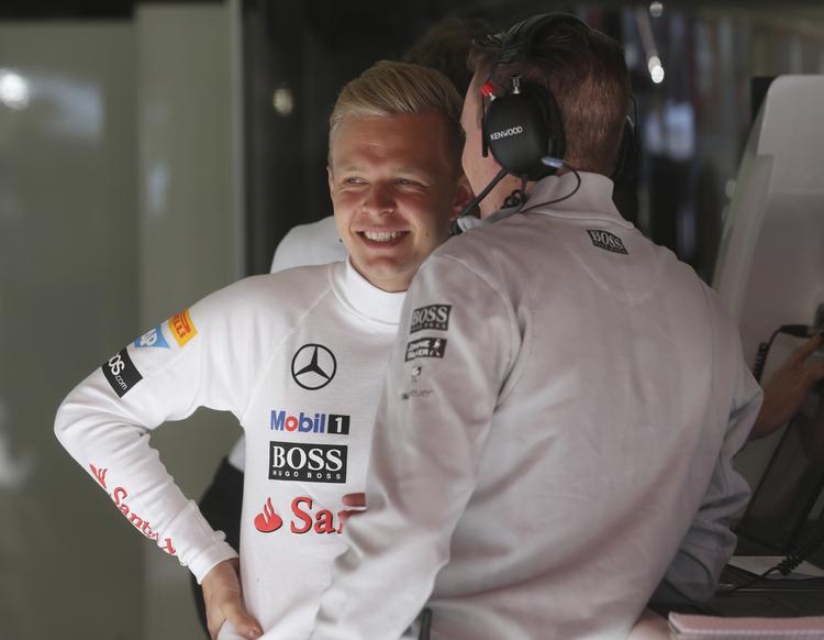 Ræs. McLaren-kører Kevin Magnussen var optimistisk efter dagens træning. 