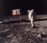 LANDET. Astronauten Buzz Aldrin fik månestøv under støvlerne 20. juli 1969. Eller gjorde han? Er billedet i virkeligheden en studieoptagelse? Arkivfoto: Neil Armstrong/AP 