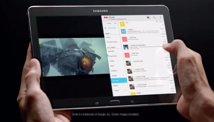 MULTITASKING. Med den næste version af iOS8 vil iPad formentlig kunne køre to apps på skærmen på een gang, ligesom tablets fra ærkerivalen Samsung (bill.) kan nu. (Foto: PR/Samsung) 