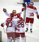 3-1. Emil Kristensens (nr. 28) scoring faldt 29 sekunder efter Jannik Hansens føringsmål. Kim Staal lukkede opgøret med 4-1-scoringen. 