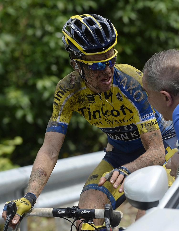 Exit. Chris Anker Sørensen styrtede efter ca. 70 km, men fightede sig i mål på 11. etape, der kulminerede med triumf for holdkammeraten Michael Rogers. 