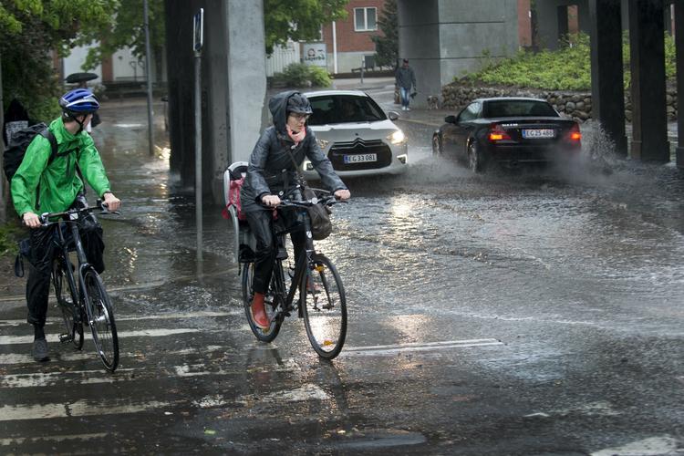 Regn over Østjylland. Her fra Vejle, der fik store mængder vand fra oven. 