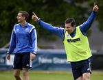 debutant. Pierre-Emile Højbjerg jubler efter en scoring til træning med landsholdet. 
