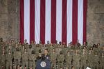 Besøg. Præsident Barack Obama talte forleden til de amerikanske tropper nord for Kabul. 