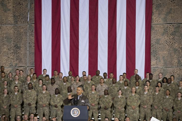 Besøg. Præsident Barack Obama talte forleden til de amerikanske tropper nord for Kabul. 
