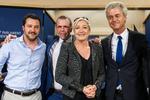 Alliance. Marine Le Pen er her omgivet af Geert Wilders (til højre), generalsekretær Harald Vilimsky fra det østrigske Frihedsparti (bagerst) og Matteo Salvini, topfigur i det italienske Lega Nord (til venstre). 
