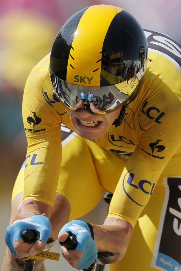 Favorit. Chris Froome var 8 sekunder hurtigere end Contador på de lidt over 10 km gennem Lyons gader. 