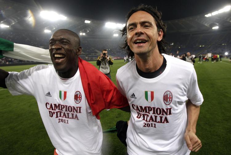 SKIFTEDAG. Som aktive spillede de sammen, men nu er det Filippo Inzaghi (th.), der skal afløse Clarence Seedorf. 