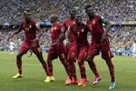 Jubel-dans. Asamoah Gyan satte gang i festlighederne, da han scorede til 2-1 mod Tyskland. 