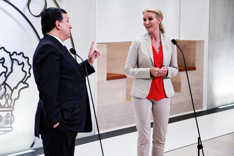 Ha-ha. Humøret var højt, da statsminister Helle Thorning-Schmidt mødtes med José Manuel Barroso, afgående formand for EU-kommissionen. 