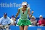 fokus. Caroline Wozniacki knytter næven under semifinale-kampen mod Angelique Kerber, hvor danskeren havde vundet første sæt, men tabte i tiebreak i andet, før tyskeren vandt. 