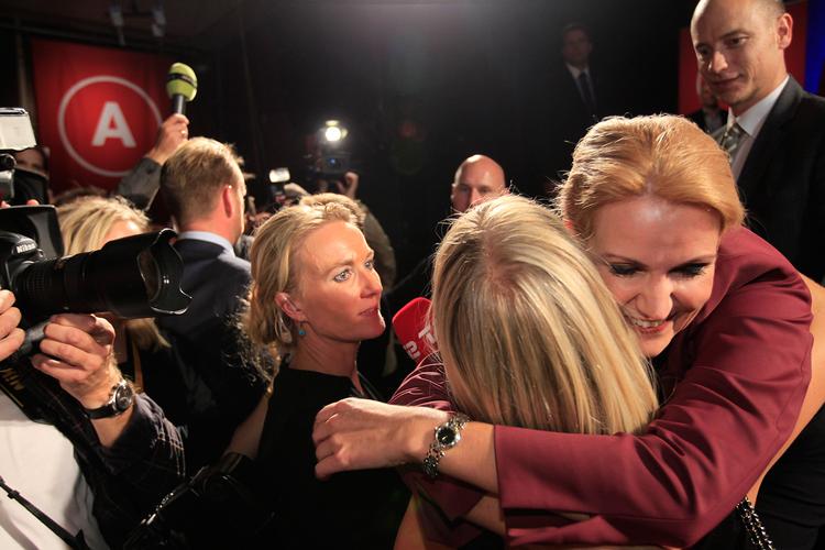 A happy Social Democratic Leader Helle Thorning-Schmidt who is to become Denmark's first woman prime minister. 
