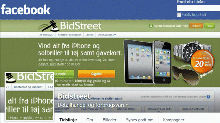 bidstreet. Folkene bag den politianmeldte hjemmeside Deal.bidstreet.dk jonglerer med flere forskellige hjemmesider samt en Facebook-side, der bare hedder Bidstreet. 
