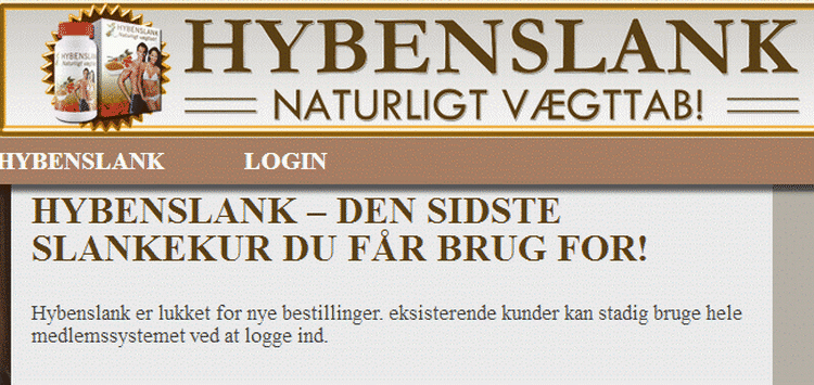 lukket. Efter politianmeldelsen valgte firmaet Natur Helse at lukke hjemmesiden Hybenslank.dk 