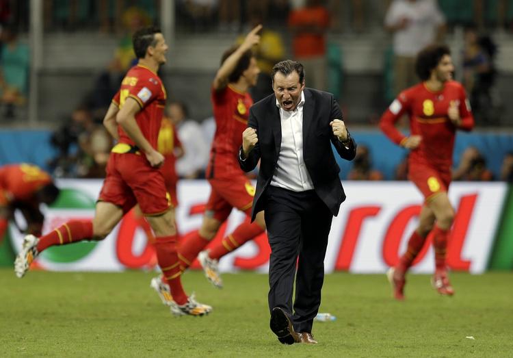 Midnatsforestilling. Træner Marc Wilmots og Belgiens 'røde djævle' skulle bruge mere end 90 minutter på at nedkæmpe USA. 