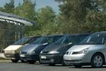 familietræf. Her er alle fire generationer af Renault Espace samlet. Den ældste står til venstre. 