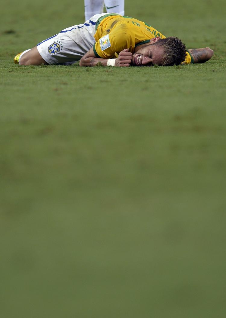 SKADET. Neymar var mere anonym end tidligere i kvartfinalen mod Columbia. 