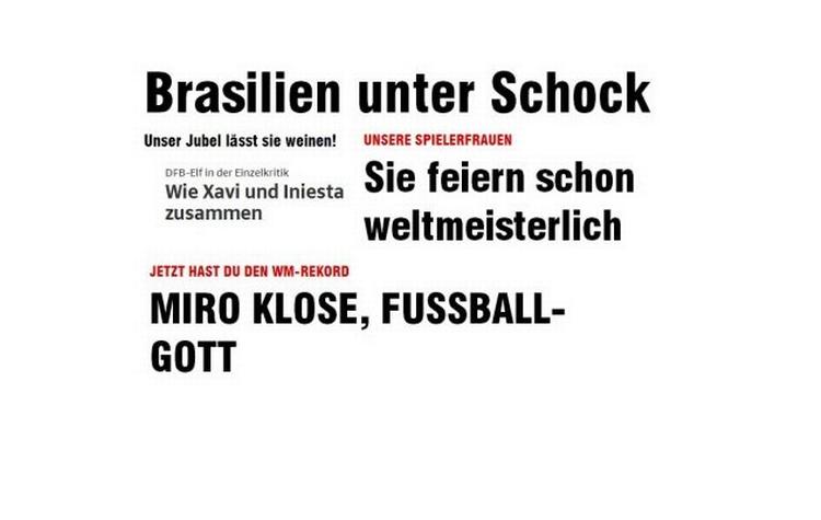 Jubel. De tyske medier jubler over Tysklands triumf mod Brasilien. Både spillerkoner og Miroslav Klose får ord med på vejen. 