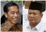 Guvernør Joko Widodo (tv.) og den tidligere general Prabowo Subianto strides om sejren i verdens fjerdestørste land målt på befolkningsantal. 