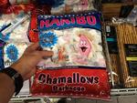 Skum. Den største slikpose på rundturen var denne pose fra Haribo med 750 gram skumfiduser. Set i Netto ved Vesterport Station. 