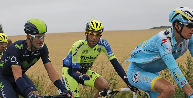 Hovedperson. Contador (i midten) er over 2 minutter efter den førende Vincenzo Nibali i klassementet. 