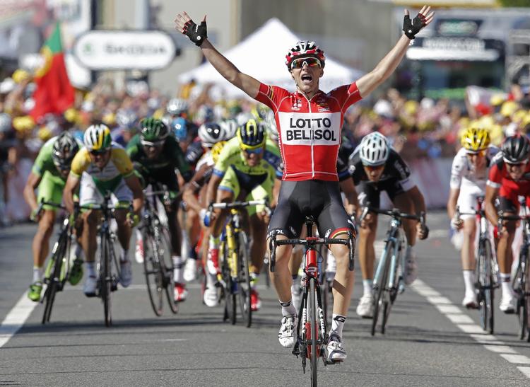 Triumf. For Tony Gallopin er dagens sejr den største i karrieren, der endda har budt på gevinst i Clásica de San Sebastián i 2013. 