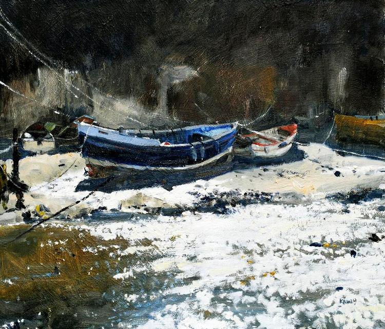 mini-monet. Kieron Wiliamson har talent for at tegne og male landskaber og maritime motiver. 