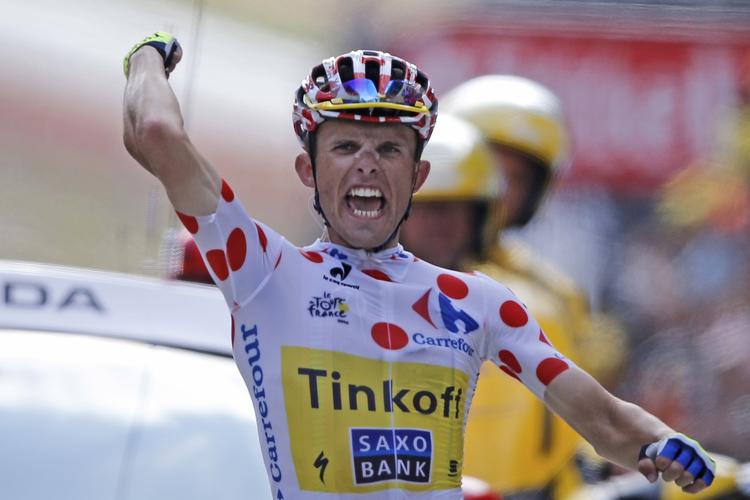 VINDER:»Jeg sprang bare«, sagde den blinkende charmør fra Polen, da han var kommet i mål, hjulpet til sejr af sin irske holdkammerat, Nicolas Roche. 