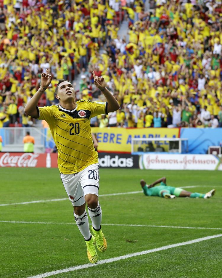 stjernefrø. Juan Quintero har scoret for Colombia under VM mod Elfenbenskysten. 