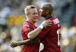 MÅLSCORERE. FC Nordsjællands mål blev scoret af Uffe Bech (tv.) med to og Joshua John (th.) med et. 