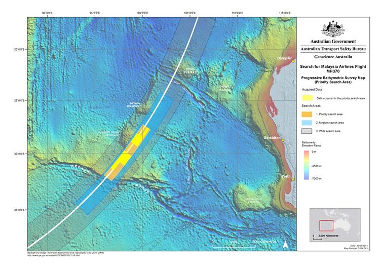 FLYSTYRT. Austrailiens regering fremlagde for en uge siden dette kort over området, hvor man mener, at MH370 styrtede ned. 