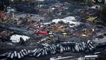 afsporet. 47 personer døde, da et godstog med råolie blev afsporet og ekspolderede i et inferno af ild i den canadiske by Lac-Mégantic i Quebec sidste år. 