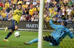 1-0. Efter 7 minutter scorede nordmanden Elbasan Rashani sit første mål for Brøndby, men det rakte kun til uafgjort. 