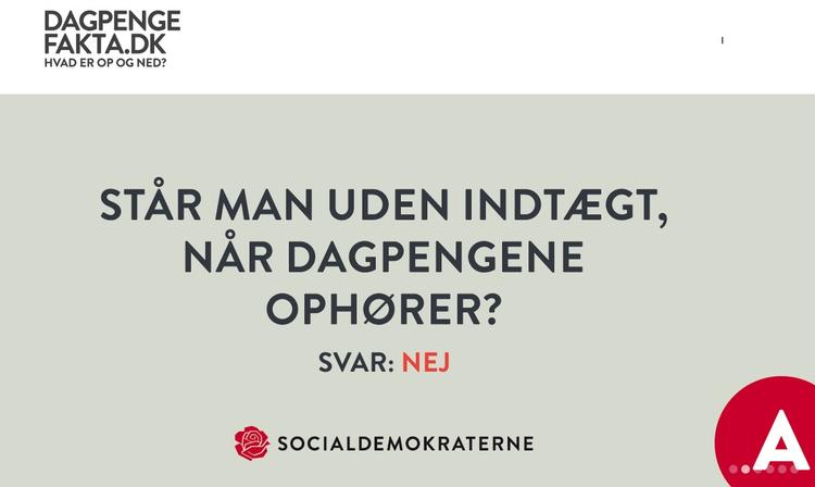Dagpengedebat. Socialdemokraterne har lanceret en annoncekampagne og hjemmesiden dagpengefakta.dk. 