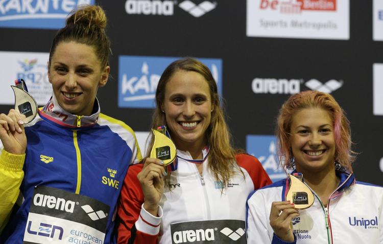 MEDALJERNE. Sølv til Jennie Johansson og bronze til Arianna Castiglioni, men EM-guldet snuppede Rikke Møller Pedersen. 