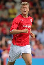 Et sjældent foto af Andreas Cornelius i Cardiffs spilletrøje. Den daværende Premier League-klub betalte angiveligt FCK 65 millioner kroner for Andreas Cornelius, der aldrig blev nogen succes i Wales. 