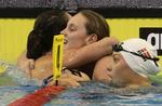 DOBBELTTRIUMF. Med Mie Ø. Nielsen som bronzevinder snuppede Storbritannien både guld og sølv i 50 meter rygcrawl til Francesca Halsall og Georgia  Davies. 